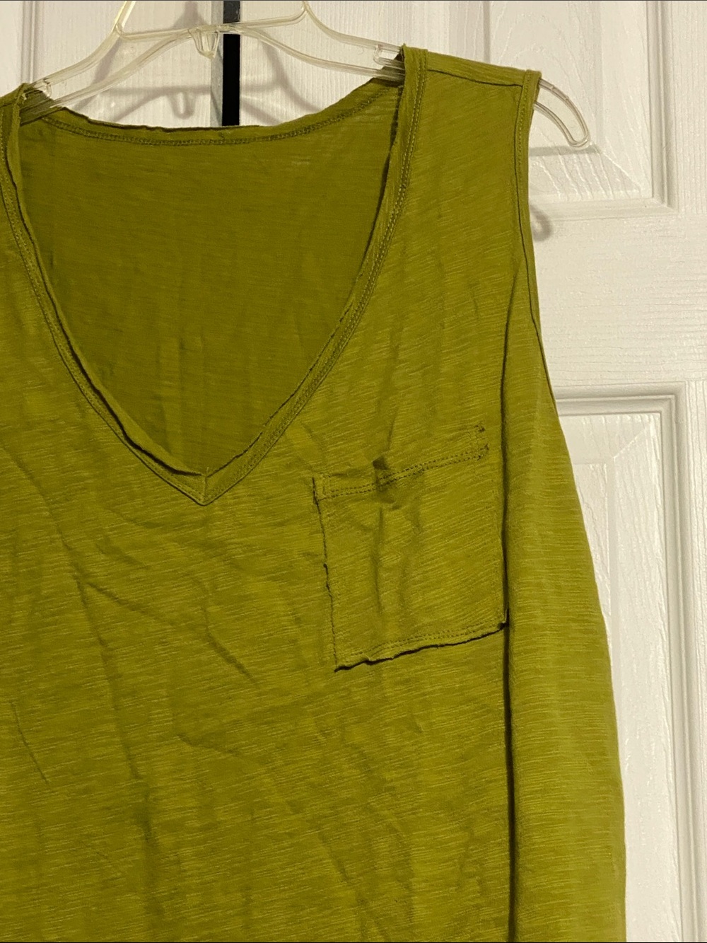Green cotton knit tank top shirt size LARGE / XL - Picture 3 of 7